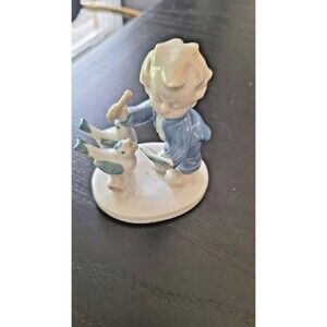 G H‎ & CO Porcelain Figurine # 9717 *Boy with Singing Birds* - Germany - 4 1/4"H